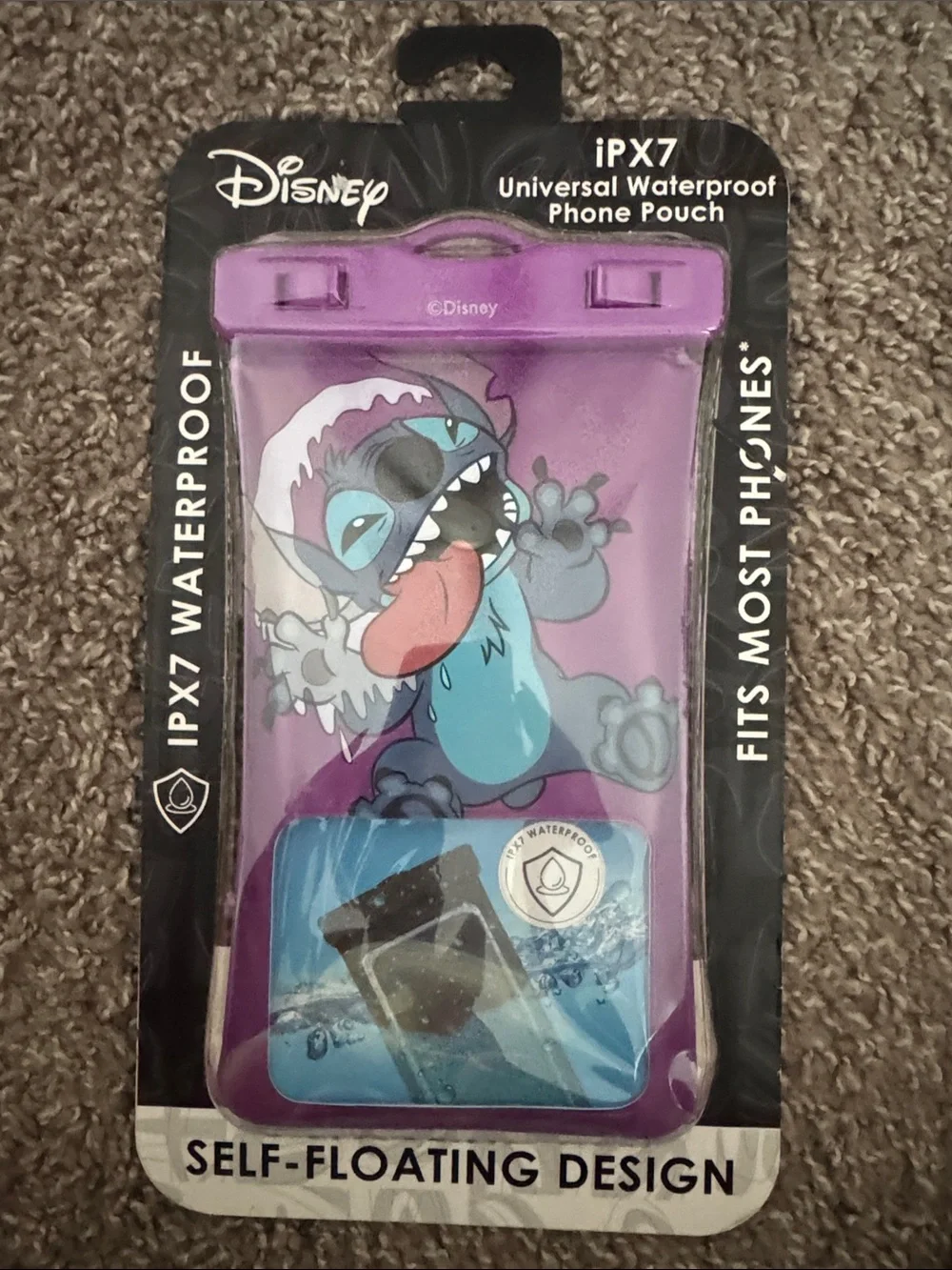 Disney Purple Stitch iPX7 Waterproof Universal Phone Pouch - Self-Floating